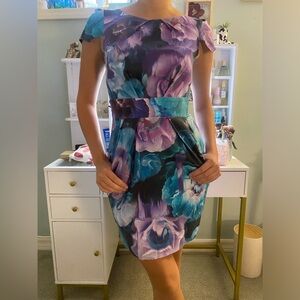 CLOSET LONDON BLUE AND PURPLE FLORAL DRESS